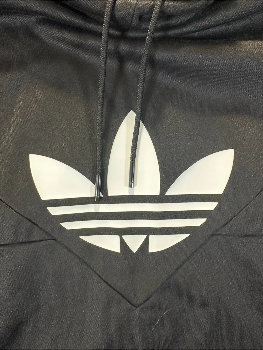 adidas Black Hoodie with White Trefoil Tag
